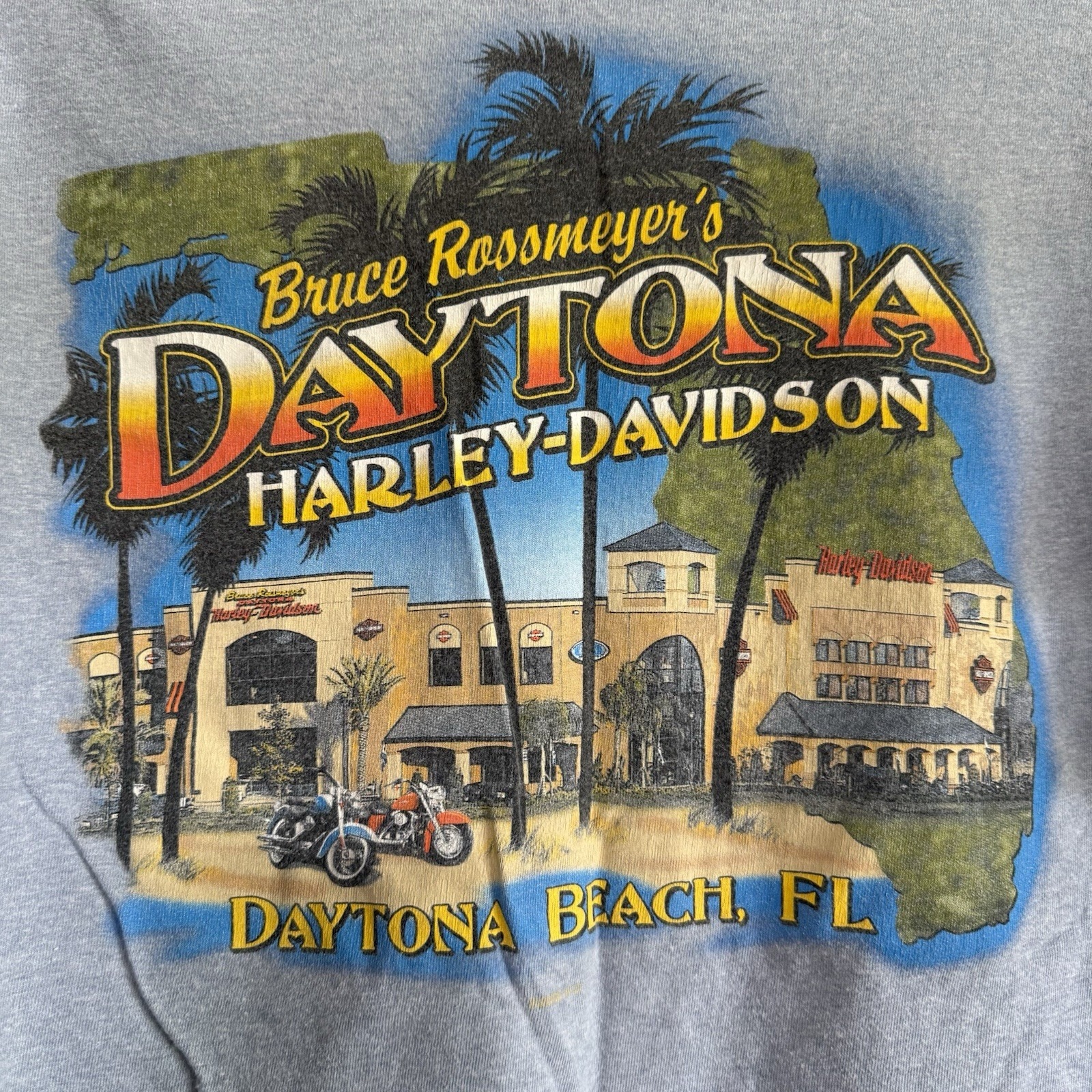 Harley Davidson Shirt Mens Large Daytona Beach Biker Destination Y2k Gray